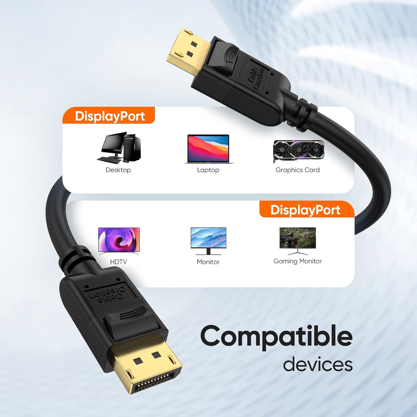 Displayport Cable 10Ft/3M, 4K DP Cable 1.2 Male to Male Support 4K@60Hz, 2K@144Hz Compatible with Computer, Desktop, Laptop, PC, Monitor, Projector,2Pack/Black