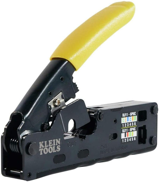 VDV226-107 Compact Ratcheting Modular Data Cable Crimper / Wire Stripper / Wire Cutter, CAT6, CAT5, CAT3, Flat-Satin Voice Cable