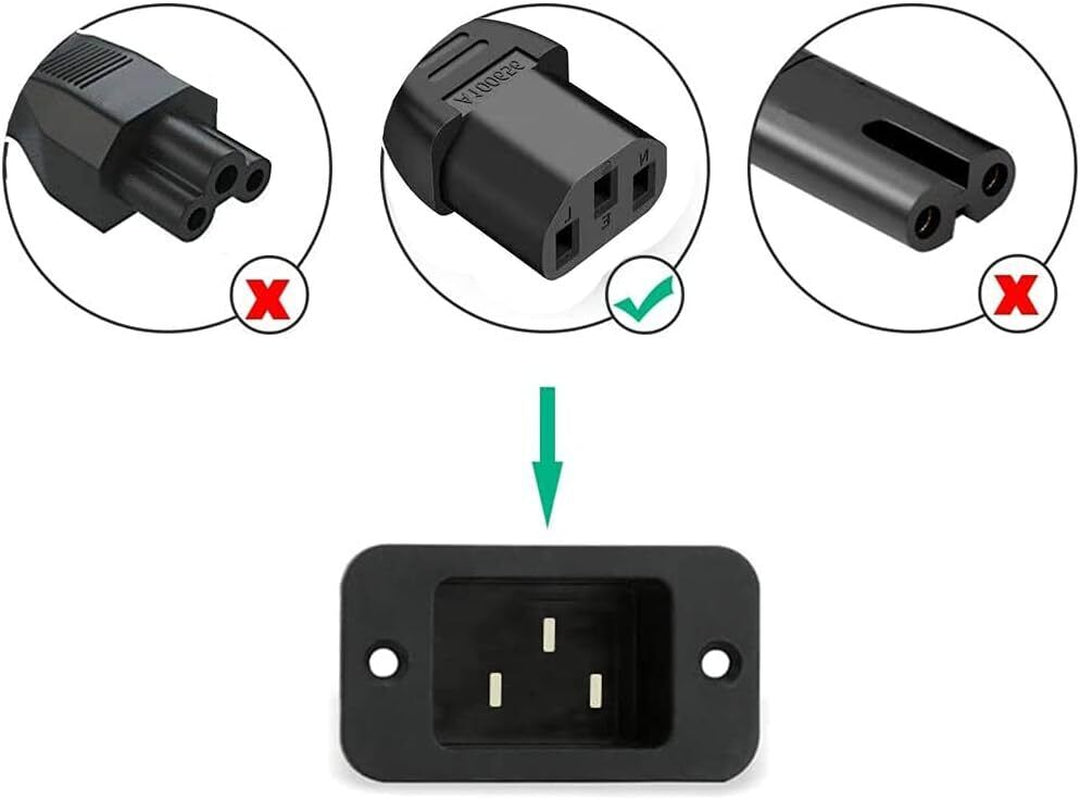 3-Prong AC Power Cord for PC, Monitor, Printer, and TV